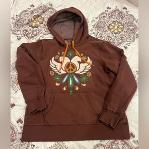 Vintage Lucky Brand Peace Dove Brown hoodie